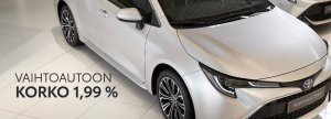 Nyt vaihtoautoihin RAHOITUSTARJOUS KORKO 1,99%!
Tutustu tästä https://www.toyotaitakeskus.fi/yritys/tarjoukset-ja-kampanjat/vaih...