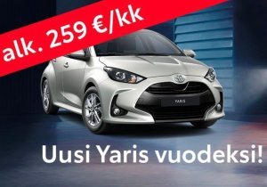 Uusi Yaris (259 €/kk) tai Yaris Cross vuodeksi (299 €/kk)! SUPERETU TOYOTA AIRPORTIN JA ITÄKESKUKSEN ASIAKKAILLE! Tämä huipputar...