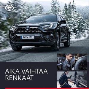 Meiltä renkaiden vaihto, säilytys ja uudet renkaat. Näet hinnan heti. Rahoitus kätevästi Toyota-huoltorahoituksella. Varaa aika ...