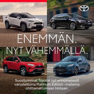 Uusi Toyota Platinum Edition -mallisto on täällä: Toyota Yaris, Yaris Cross, Corolla ja RAV4 Plug-in Hybrid ovat nyt saatavilla ...