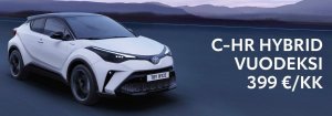 Meiltä nyt C-HR HYBRID VUODEKSI 399 €/KK ilman käsirahaa!