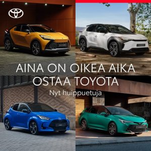 Meiltä nyt valikoituihin menestysmalleihin talvirenkaat kevytmetallivantein hintaan 290 € sekä Toyota Easy Osamaksu -rahoitus 2,...