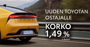 Meiltä uuden TOYOTAN ostajalle RAHOITUSTARJOUS korko 1,49% (+kulut). 

Tervetuloa!